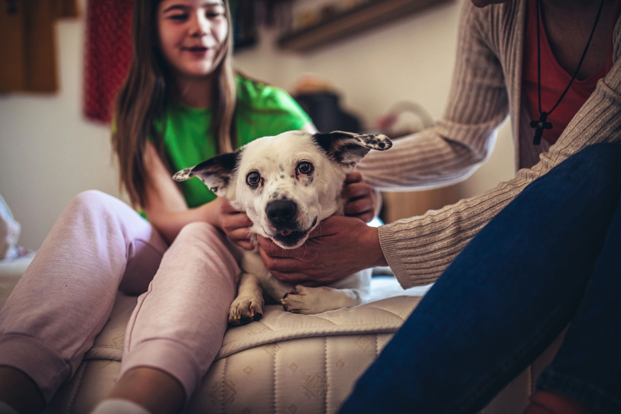 Family relaxing at home together